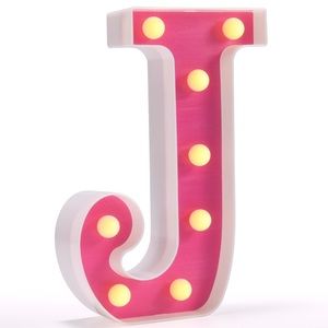 Hot pink J desk decoration.